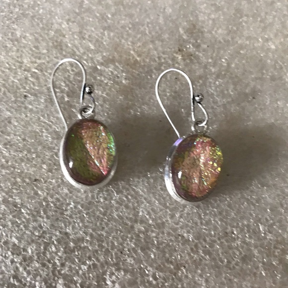 Elegant Silver and Australian opaline Dangle Earrings - Picture 2 of 4